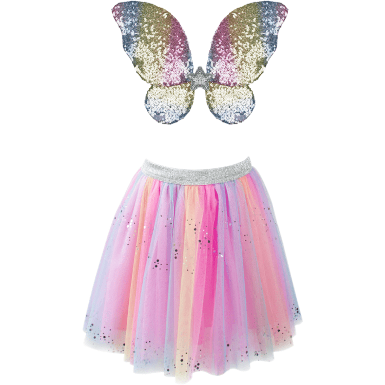 Rainbow-Sequins-Skirt-with-Wings-Wand-Size-4-6-Years-Dress-up-20619502518359
